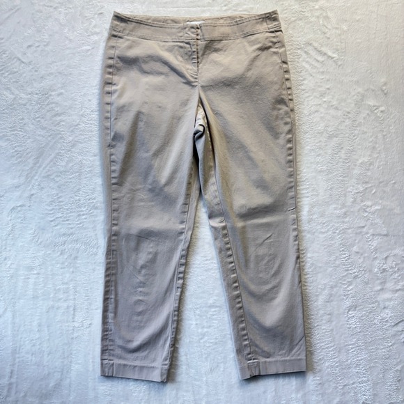 J‎ Jill Pants Women Sz 4 Petite Beige Khaki Ankle Cropped Chinos Everyday Casual - Picture 1 of 12